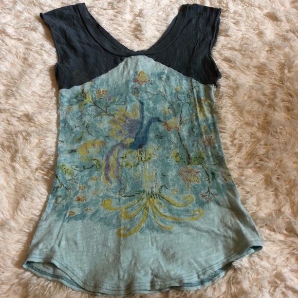 Free People Tops - Free People blue peacock T-shirt size medium